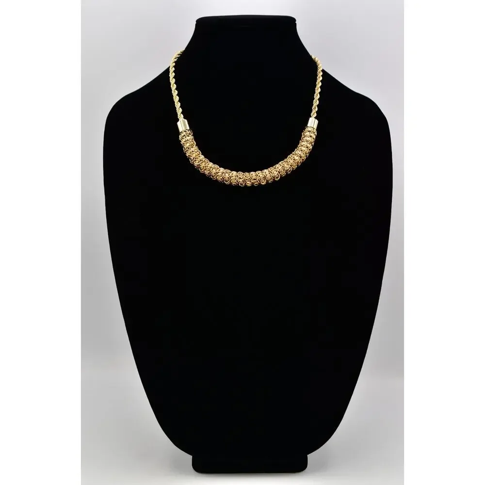Vintage Gold Mesh Collar Necklace Woven Chain Statement Tubular Chunky 80s BinAU